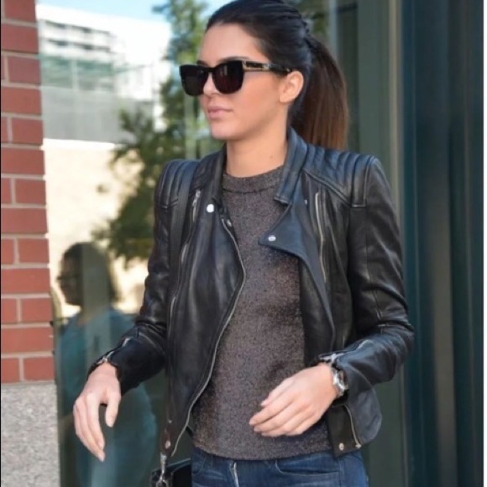 Zara black faux leather moto jacket, Small